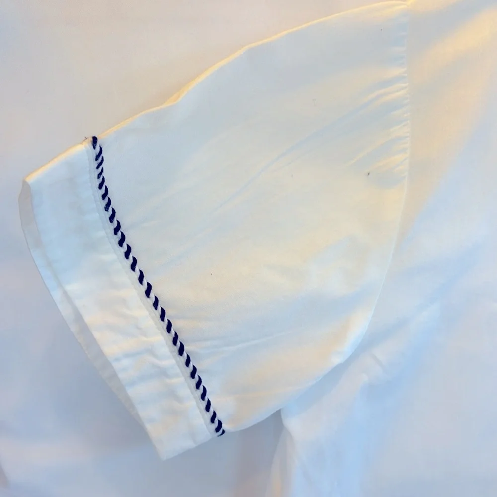 VINTAGE NWOT ITALIAN ARC-EN - CIEL CLASSIC WHITE  KIDS SHIRT BLUE TRIM UNISEX 4T - Picture 7 of 14